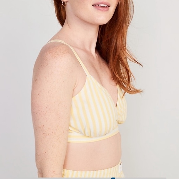 OLD NAVY Matching Printed Smocked Bralette Top in Yellow Stripe - Picture 9 of 13